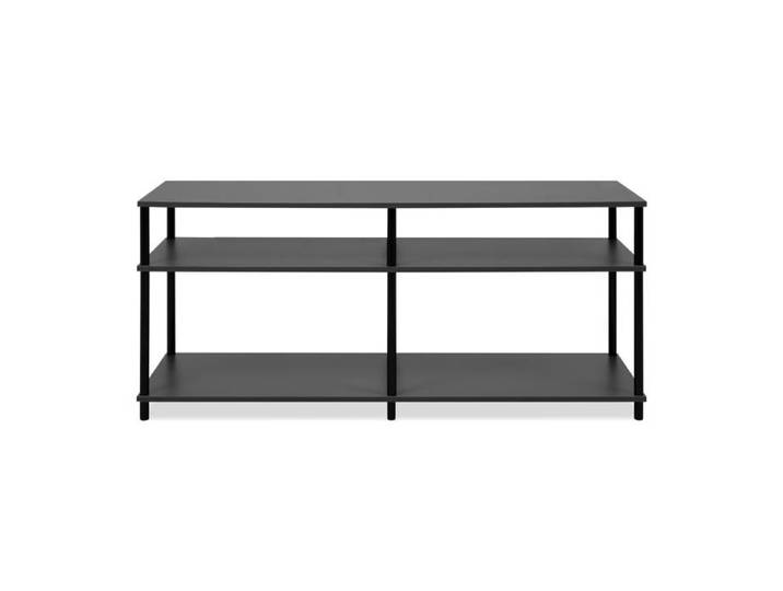 CALICOSY - Meuble TV 4 niches ouvertes L140 cm - NÉO - Gris/ Noir