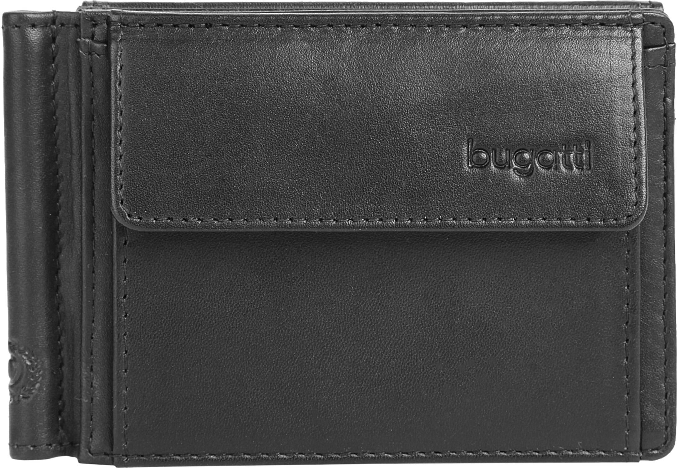 Geldbörse BUGATTI "BUGATTI Herren PRIMO echt Leder", Herren, schwarz, Leder, glänzend, Kleinlederwaren Geldbörse, echt Leder schwarz Einheitsgröße