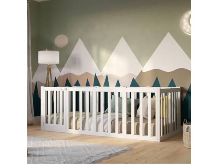 Crazy Pine Montessori Kinderbett Crazy John 90x200 cm - Weiß 68 cm hohe Schutzbarrieren für optimale Sicherheit und einen ruhigen, geschützten Schlaf.