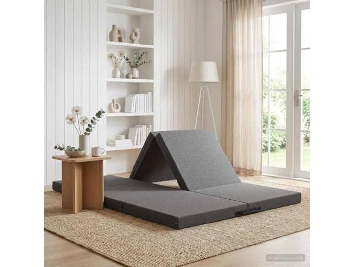 KTHLBRH Klappsofa Bett 140x67x15 cm Hellgrau mit Polyesterbezug 100% Polyesterbezug, abnehmbar mit Reißverschluss, Schaumstofffüllung, Handmechanismus, platzsparendes Design