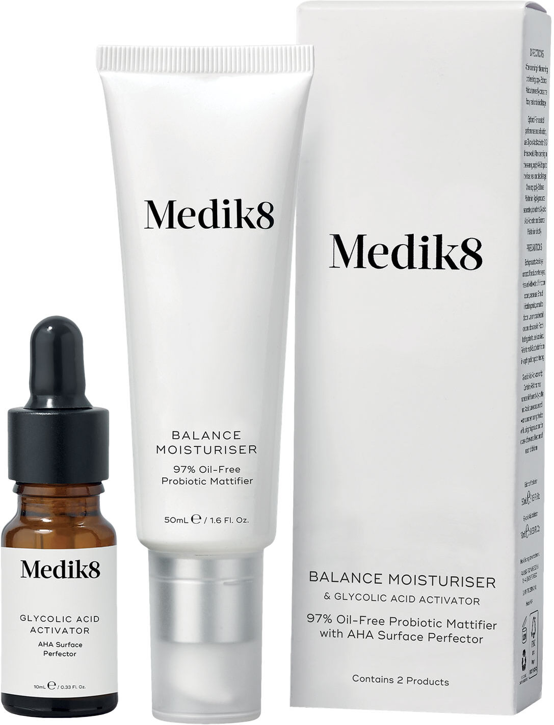 MEDIK8 Balance Moisturiser 50ml + Glycolic Acid Activator 10ml