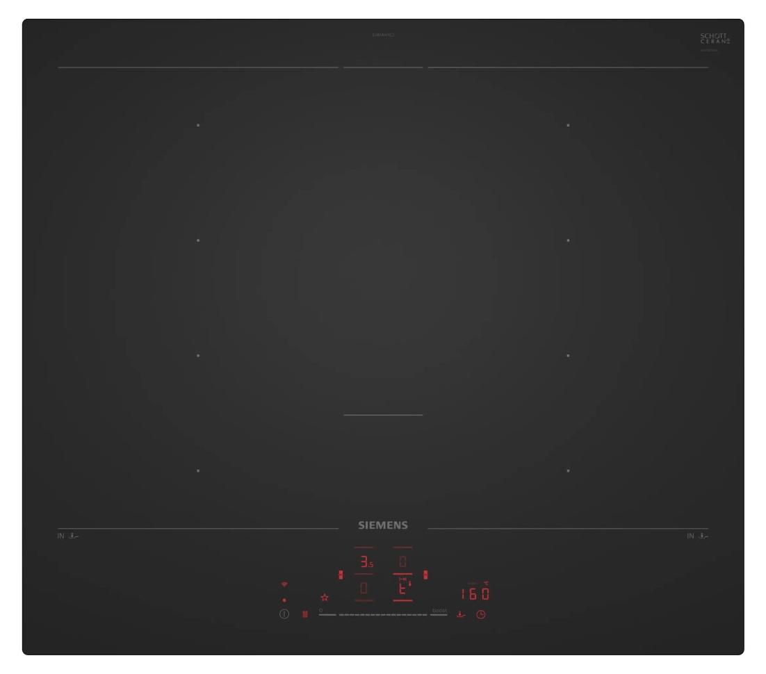 Siemens EX61AHYC1E, Schwarz, Arbeitsplatte, 59.2 cm, Zonen-Induktionskochfeld, Glaskeramik, 4 Zone(n)