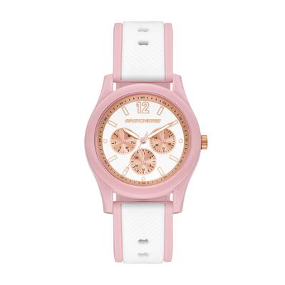 Quarzuhr SKECHERS "Brooklake", rosa (weiß, rosa), Armbanduhren, Damen, Quarzuhr, Armbanduhr, Damenuhr, Silikonarmband, analog, Tag, Wochentag