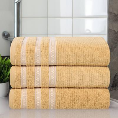 Superior Brea Cotton Bath Towels, Set of 2 - Textured Ribbed with Geometric Dobby Border