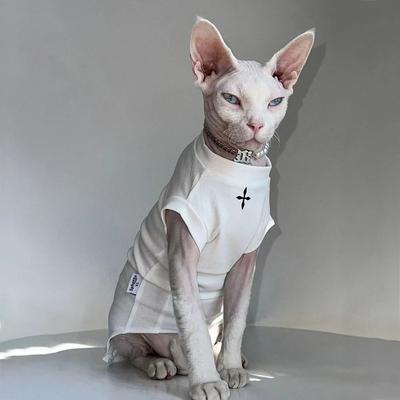 Inspired Finds Winter Cotton T Shirt For Sphynx Cats And Hairless Breeds white m