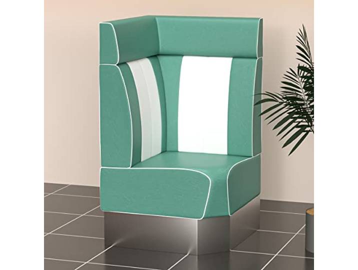 GGMMÖBEL American 3 Diner Eckbank B:H 64 x 128 cm Gestreift Türkis Leder American Diner Möbel, American Dinerbank