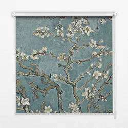 INNENROLLO - Fensterrollo - Rollo - 100x180 cm - Zweige auf blauem Hintergrund