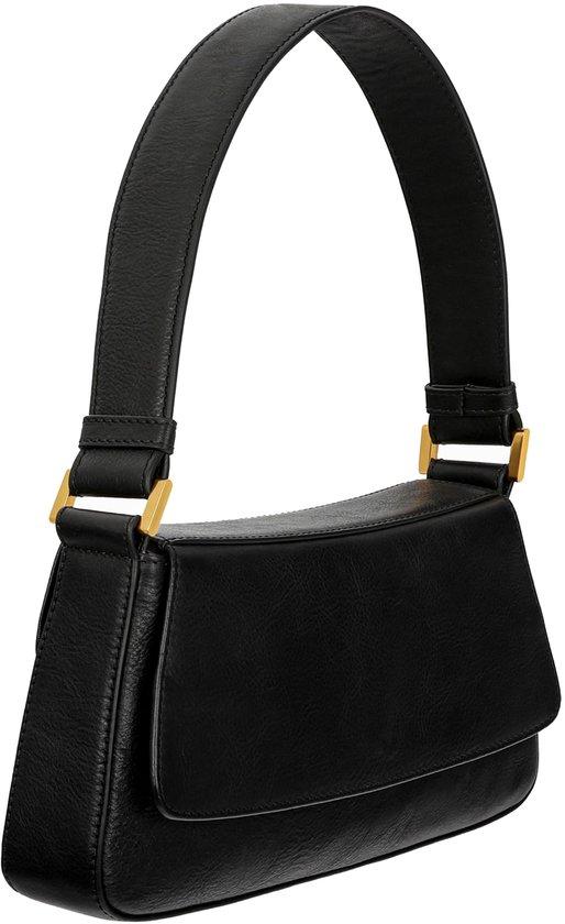 Lederhandtas Damen Schultertasche Schwarz Lederschutz