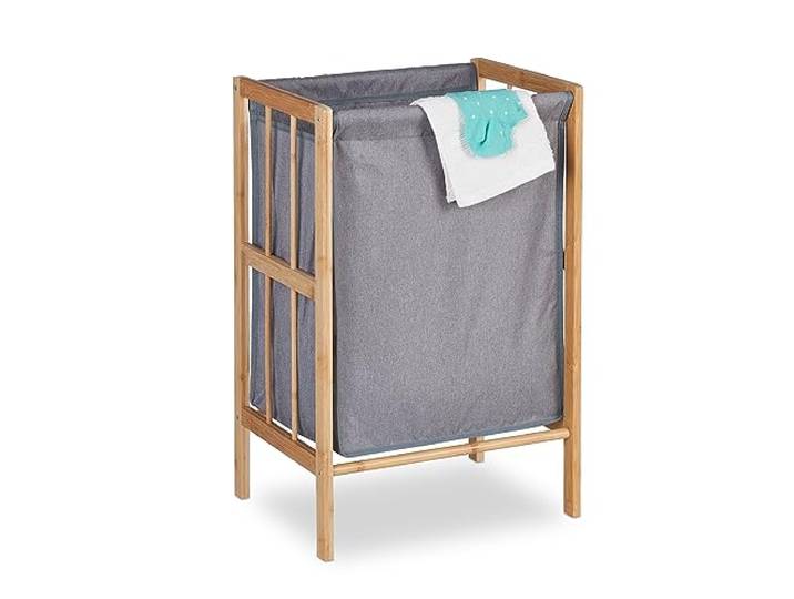 Relaxdays wasmand op poten, 30 liter, zonder deksel, grijs/natuur