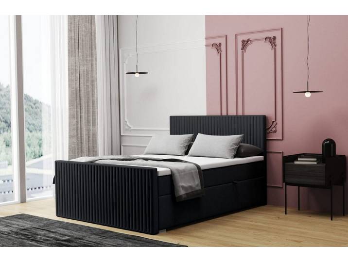 Friderik-EU Boxspringbett RISE Hohes Doppelbett Hotelbett mit zwei Bettkästen Kontinentalbett
