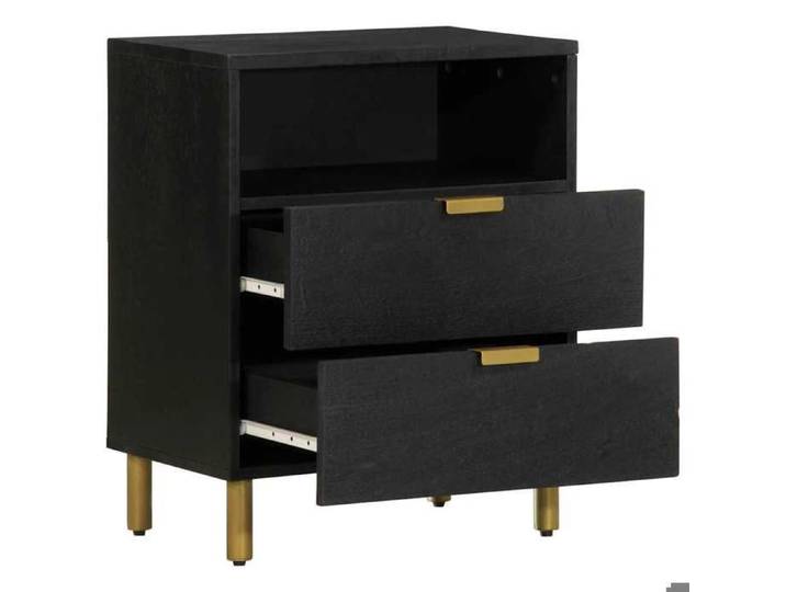 En solde  1x Armoire de nuit moderne - UU - Petit commode/placard - noir 50x33x62 cm bois d'ingénierie L3090