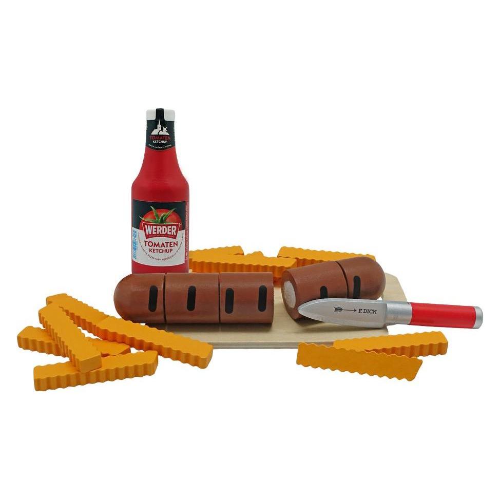Tanner kleine Kaufmann DEKO-Bratwurst mit Pommes und Ketchup (Abmessung 30 x 20 x 5 cm, Material Hol (0621.6)