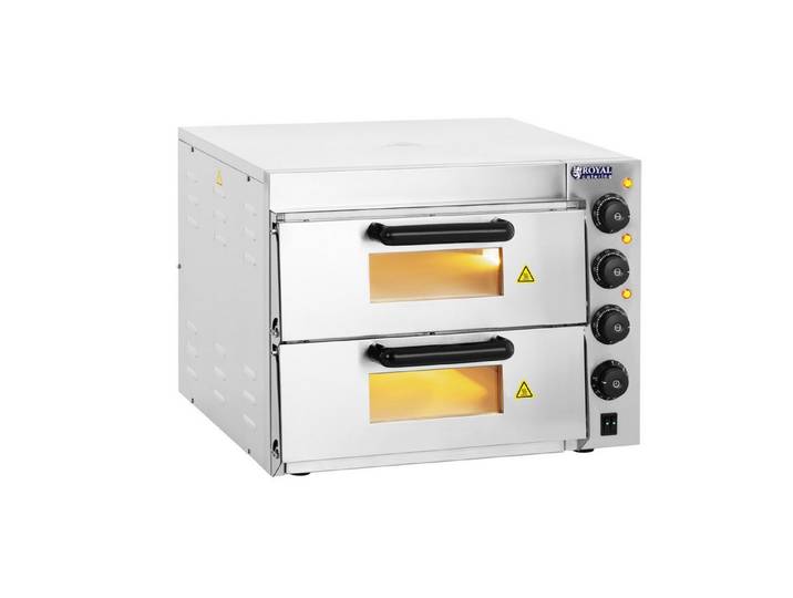Royal Catering Pizzaofen Pizzabackofen 2 Kammern Ø 40 cm Pizzabäcker Timer 120 min Schamotte