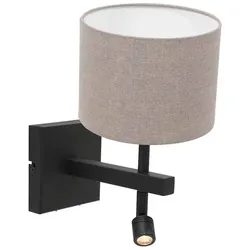 Wandleuchte Leseleuchte Bettleuchte Schlafzimmerlampe Textil beige schwarz matt