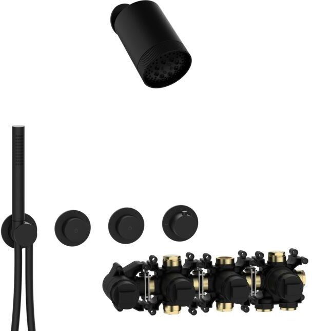 Herzbach MODUL7 PUSH-Thermostat-Set P-SP3 70.702723.1.12 SPOT Multi Schwarz matt