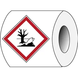 Brady, Sicherheitskennzeichnung, PIC 1806-50*50-B7541-RLL-C, GHS-Symbole - Umweltgefährlich, Polyester laminiert, Rot & Schwa