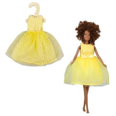 Time2Shine Bouclé Kleid ''Sunshine'' mit Tüllrock für Modepuppen der Größe 29