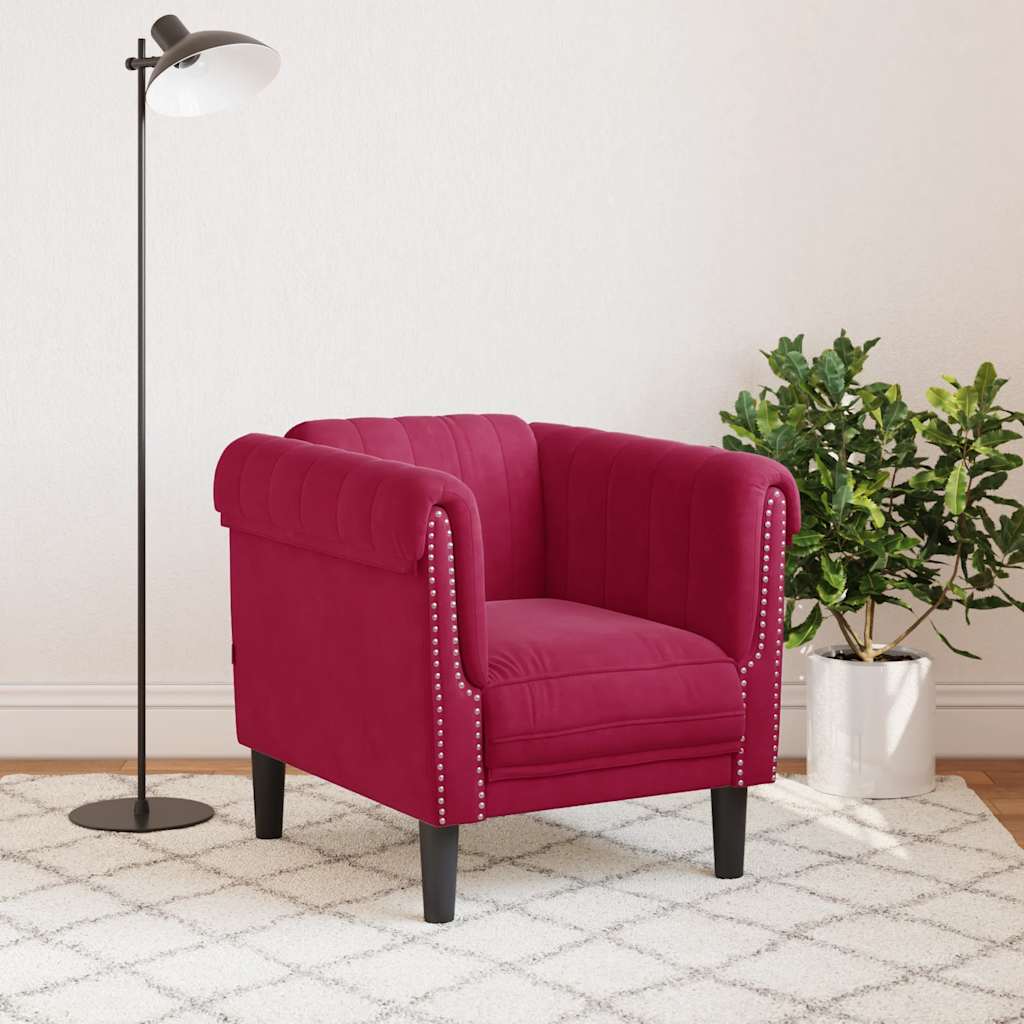 vidaXL Fauteuil rouge bordeaux velours