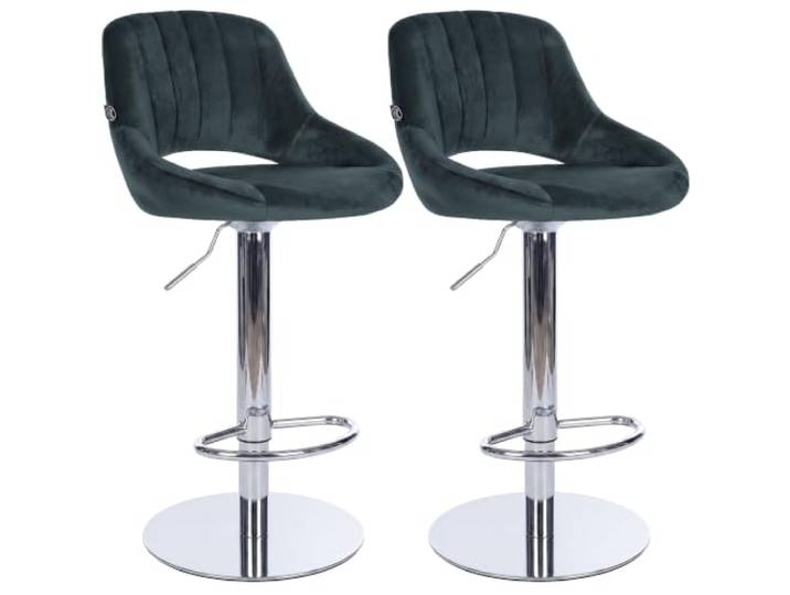 CLP 2er Set Barhocker höhenverstellbar mit extra schweren Standfüßen und gepolsterten Sitzschalen Milet Chrom, je Hocker belastbar bis 150 kg Farbe dunkelgrau Material Samt
