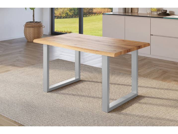 SAM® Esstisch Juliane, Holz Wildeiche-Optik, verschiedene Metallgestelle, Baumkante