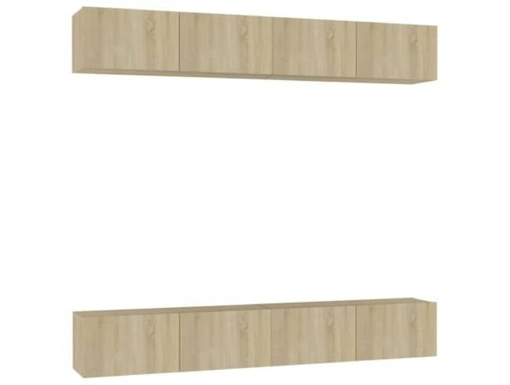 LMTYOENFG TV-Schrank 4er Set Sonoma-Eiche 100x30x30 cm Wandmontage Wandhängendes Lowboard Set für Wohnzimmer und Schlafzimmer, pflegeleichtes Holzwerkstoff-Design mit reichlich Stauraum.