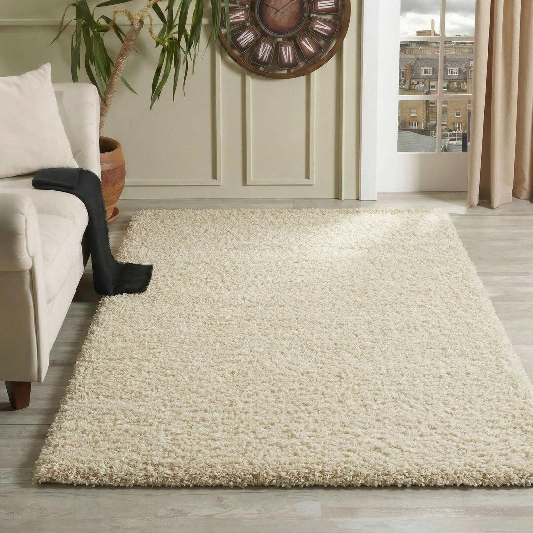 Hashtag Home Esterly Ivory White Shaggy Rug Ivory Rectangle 160 x 230cm