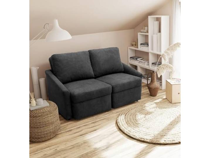 DOMO. collection Relax Boxspringsofa / 2er Sofa mit Boxspring und Schlaffunktion/Dauerschläfer Couch fürs Gästezimmer/Maße: 168/96/86 cm (B/T/H) / Farbe: dunkelgrau (grau)