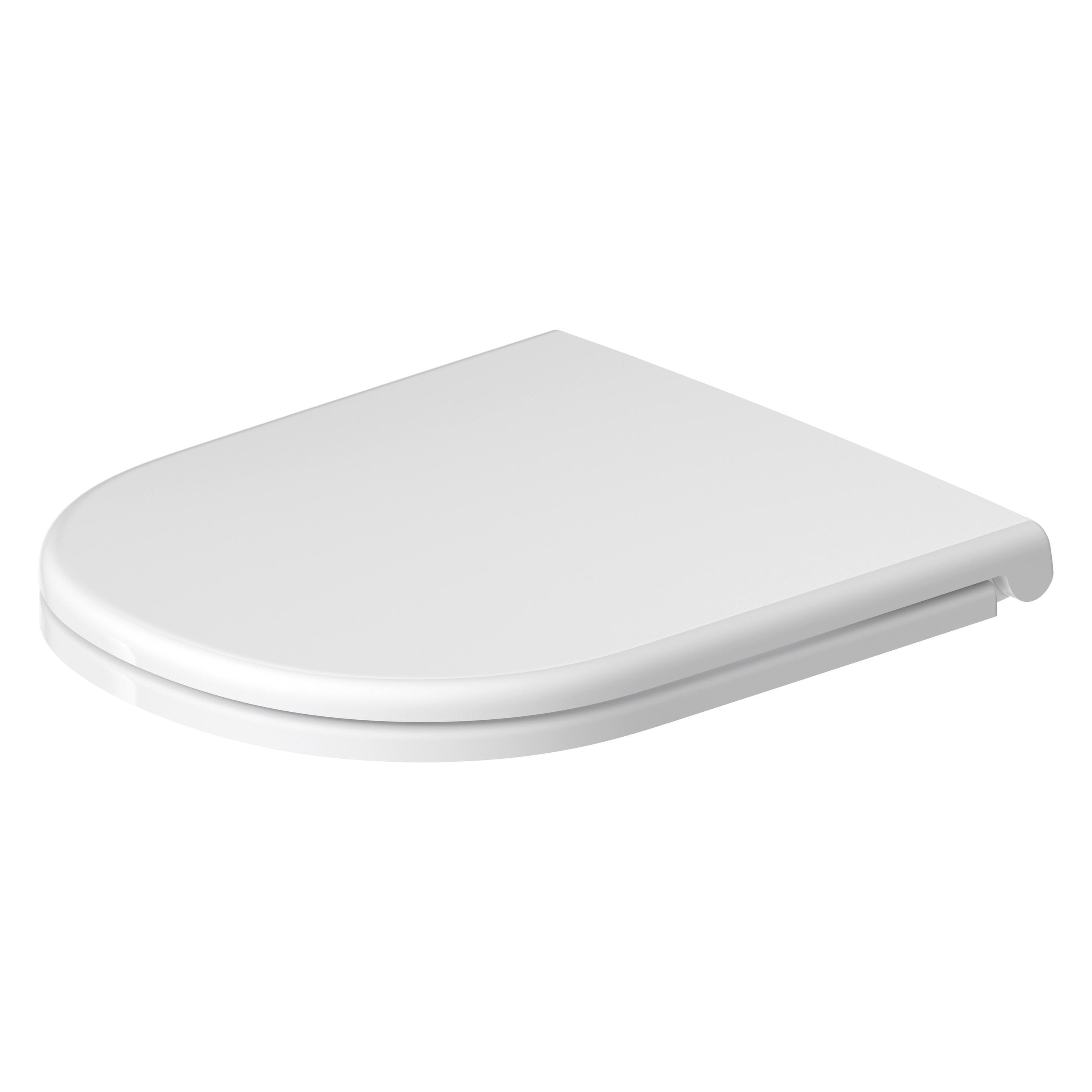 Duravit D-Code WC-Sitz, abnehmbar, mit Absenkautomatik, Pinbefestigung, 374x433mm, Weiss Hochglanz (0028190021)