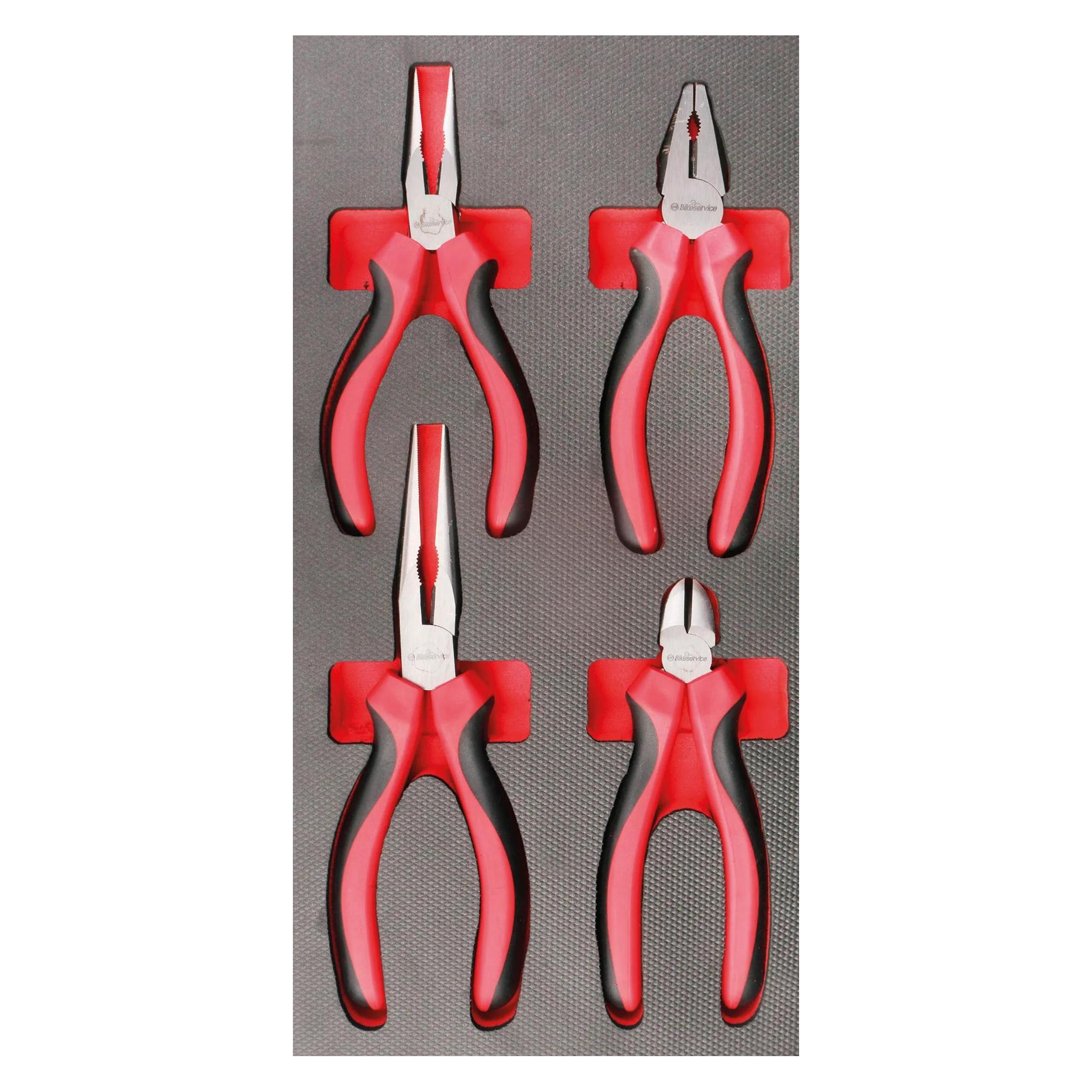 Bikeservice Moduleinlage Zange Flachrund-, Kombizange und Seitenschneider, 4-teilig (BS80075)