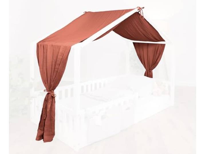 tiSsi® Baldachin Musselin für Hausbetten 90x200 cm Mokka