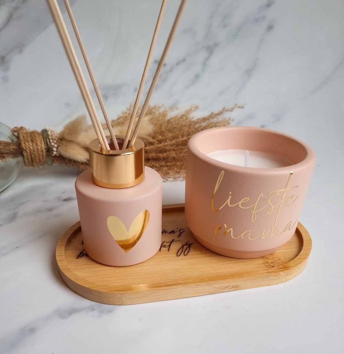 Geurpakket Liefste Mama – Cederhout – Kaars & Geurstokjes