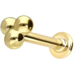 14 Karat Gold Labret mit Innengewinde 3 KUGELN