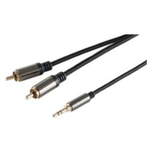 Shiverpeaks PRO Serie II Audio Adapterkabel, 3,5mm Stecker auf 2 x Cinch (RCA) Stecker, stereo, 2,5m (2.50 m, Cinch Kabel) (BS20-32255)