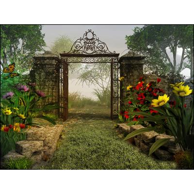 Fototapete PAPERMOON "Magisches Gartentor", bunt, B:2m L:1,49m, Vlies, Tapeten