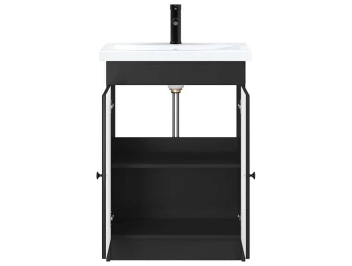 SKTQYQO Badezimmermöbel, schwarz, 56 x 37,5 x 81 cm Technisches Holz, Schrank mit Scharniertüren, Holzregale, elegante und praktische Lösung