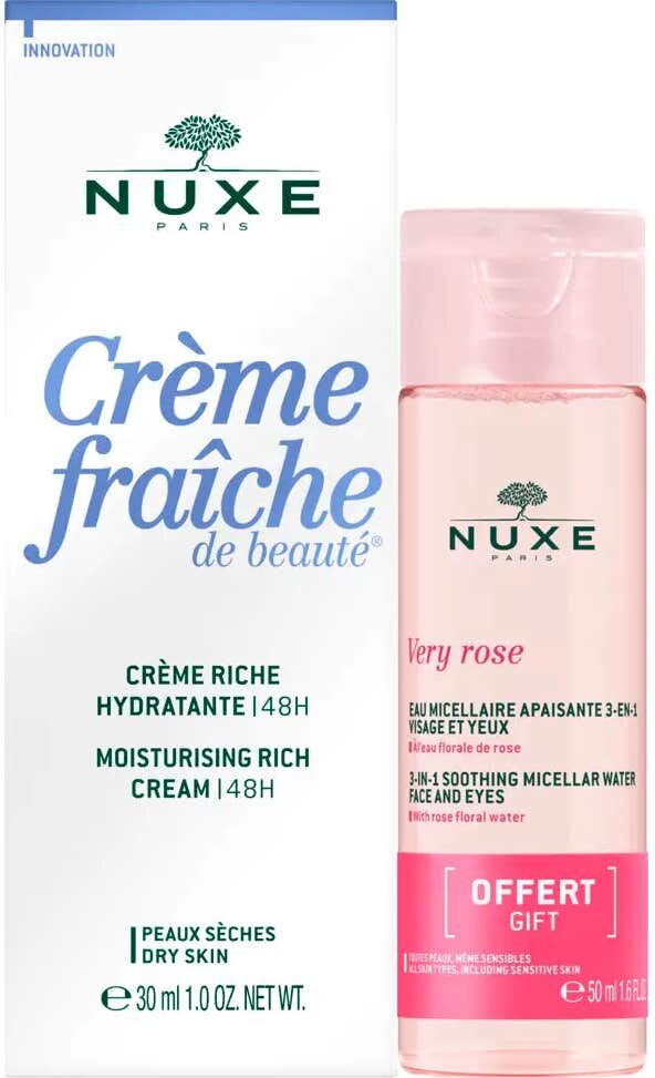 Nuxe Crème Fraîche de Beauté Crema Rica 30ml + Very Rose Agua Micelar 3 en 1 50ml