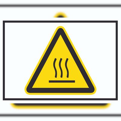 HB-Druck Achtung heiß Symbol Schild A5 Rückseite selbstklebend