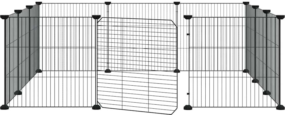 vidaXL Jaula para mascotas de 12 paneles con puerta negro 105x105x35cm Negro