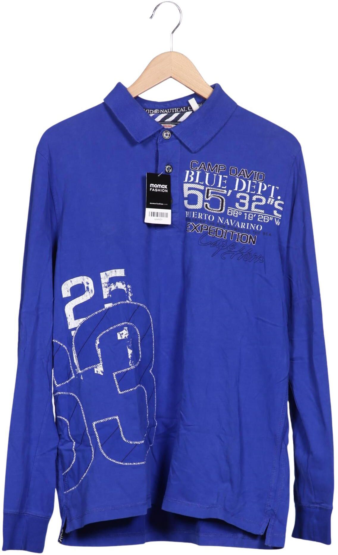 Camp David Herren Poloshirt, Blau, Gr. XL, Baumwolle - Second Hand
