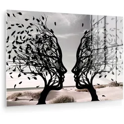ACRYLGLASBILD Strand - Meer - Menschen - Baum - Moderne Kunst Room Decor 90x60 cm