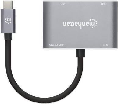 Manhattan 130691 USB-C naar HDMI en VGA 4-in-1 Converter met Power Delivery