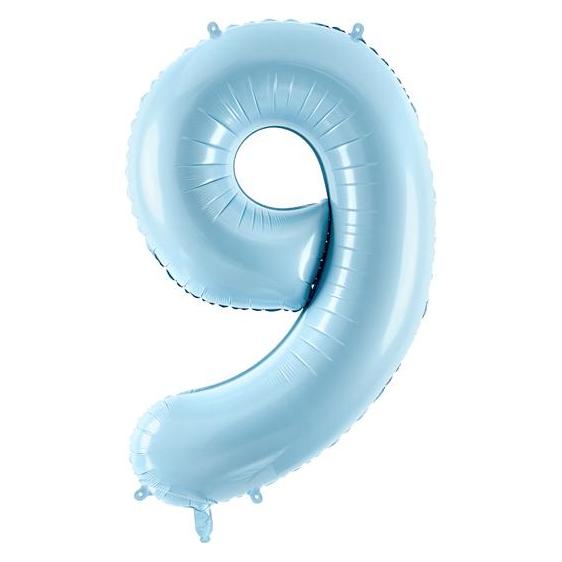 Partydeco Alu-Ball Ziffer "9" Hellblau (1x) (FB1P-9-001J)