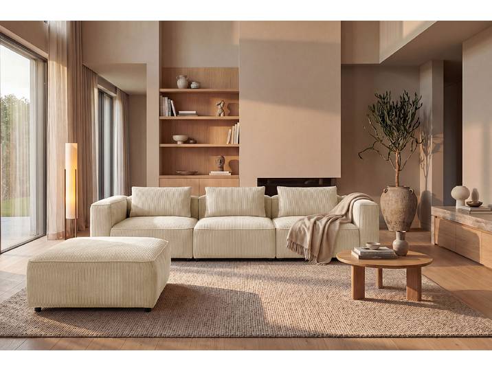 Polsterhocker 102 x 43 x 87cm Beige Cordstoff Rabia: Beige