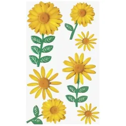 6x Heyda, Sticker, Sticker-Etikett Blumen gelb 6 Stück 4-farbig (6 Sticker)