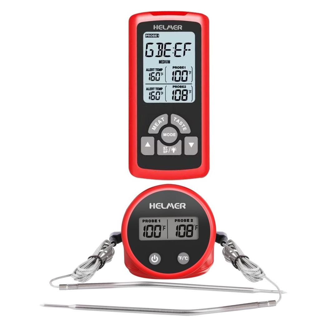 Helmer TM 26 červený / Kuchyňský teploměr / bezdrátový / 2 sondy / LCD displej / -50 až 300 °C (Hlmtm26)