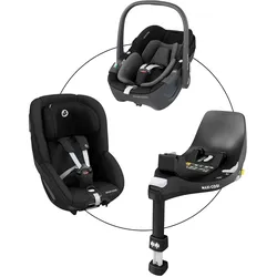 Maxi-Cosi Babyschale Pebble 360 inkl. Kindersitz Pearl und Isofix-Basis FamilyFix, schwarz