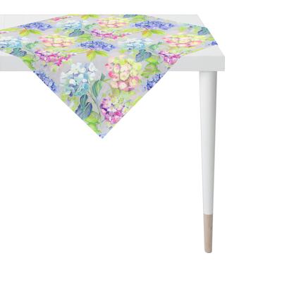 Tischdecke APELT "3108", bunt (grau, mauve, grün), B:88cm H:0,5mm L:88cm, Obermaterial: 100% Baumwolle, Tischdecken, Tischdecke, trendige Blumen im Aquarellstil designt