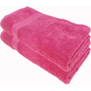 Julie-Julsen Handtuch Bio, pink, 100 x 150 cm, Badetuch mit Bordüre, 100% Bio-Baumwolle, 550 g/m², 2 Stück