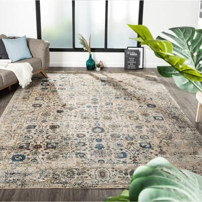 KALATY Reserve Beige Mosaic Medallion Area Rug
