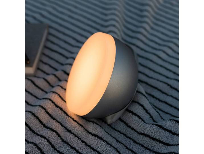 New Works Sphere LED-Akkuleuchte IP67 warm grey Sphere, dimmbar, alu / grau / zink, Aluminium, Design